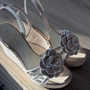 Kate Spade Tan Floral Wedge Sandals